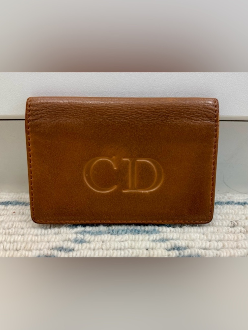 DIOR Vintage Y2K Rare Unisex Brown Leather Classic CD Logo Card Holder Wallet